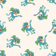 bizarre monster dragon cartoon seamless pattern background