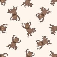 bizarre monster tree cartoon seamless pattern background