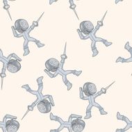 fencing cartoon seamless pattern background