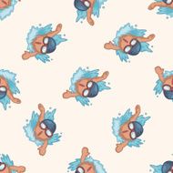 swimmer cartoon seamless pattern background N10