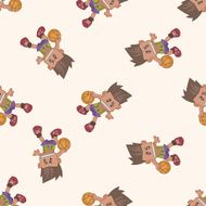 basketball player cartoon seamless pattern background N36