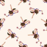 gymnastics cartoon seamless pattern background N13