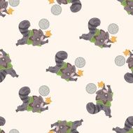 Animal civet doing sports cartoon seamless pattern background