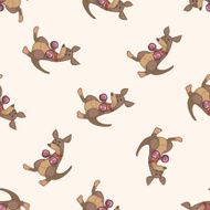Animal kangaroo doing sports cartoon seamless pattern background N2