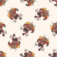 Animal bull doing sports cartoon seamless pattern background