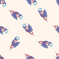 Animal dolphin doing sports cartoon seamless pattern background