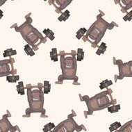 Animal gorilla doing sports cartoon seamless pattern background N2