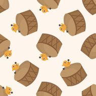 animal bird playing instrument cartoon seamless pattern background N2