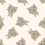 animal cat playing instrument cartoon seamless pattern background N10