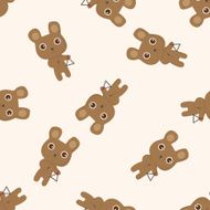 animal bear playing instrument cartoon seamless pattern background N7