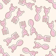 baby spoon and fork cartoon seamless pattern background N5