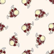 rock style drum cartoon seamless pattern background