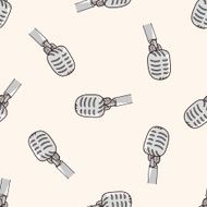 rock style microphone cartoon seamless pattern background