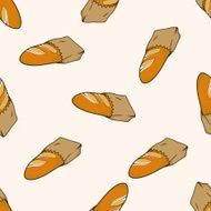 paris bread and milk cartoon seamless pattern background