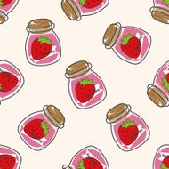 strawberry jam cartoon seamless pattern background
