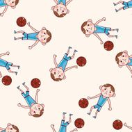 basketball player cartoon seamless pattern background N37