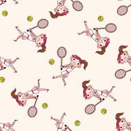 tennis player cartoon seamless pattern background N10