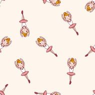 ballet dancer cartoon seamless pattern background N9