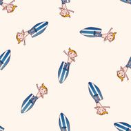 surfer cartoon seamless pattern background