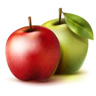 Two isolated realistic apples