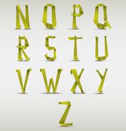 Alphabet folded green paper abstract template