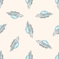 Space ufo cartoon seamless pattern background N15