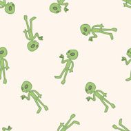 Space alien cartoon seamless pattern background N13