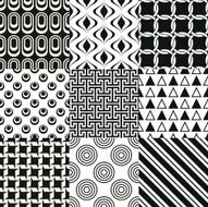 seamless monochrome geometric pattern set N3