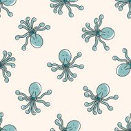 animal octopus cartoon seamless pattern background N2