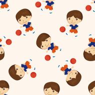 basketball player cartoon seamless pattern background N39