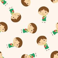 basketball player cartoon seamless pattern background N40