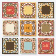 set of cards with kaleidoscope pattern