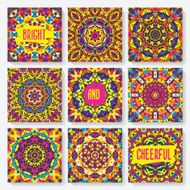 set of cards with kaleidoscope pattern N2