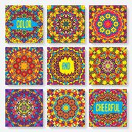 set of cards with kaleidoscope pattern N3