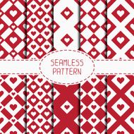 Set of red romantic seamless pattern with hearts Wrapping paper