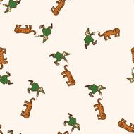 circus tamer cartoon seamless pattern background N2