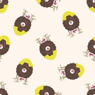 monster cartoon seamless pattern background N35