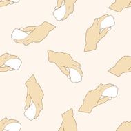 hand holding paper cartoon seamless pattern background N18