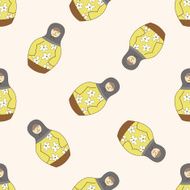 Matryoshka Russian traditional wooden doll cartoon seamless pattern background N64