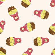 Matryoshka Russian traditional wooden doll cartoon seamless pattern background N65