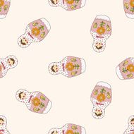 Matryoshka Russian traditional wooden doll cartoon seamless pattern background N66