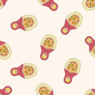Matryoshka Russian traditional wooden doll cartoon seamless pattern background N67