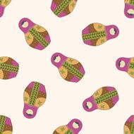 Matryoshka Russian traditional wooden doll cartoon seamless pattern background N68