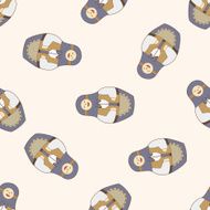Matryoshka Russian traditional wooden doll cartoon seamless pattern background N70