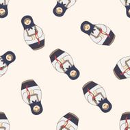 Matryoshka Russian traditional wooden doll cartoon seamless pattern background N71