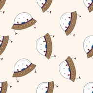 Space ufo cartoon seamless pattern background N17