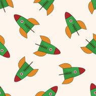 spaceship cartoon seamless pattern background N78