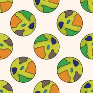 Space planet cartoon seamless pattern background N11
