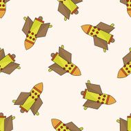 spaceship cartoon seamless pattern background N79
