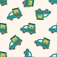 transportation car cartoon seamless pattern background N47